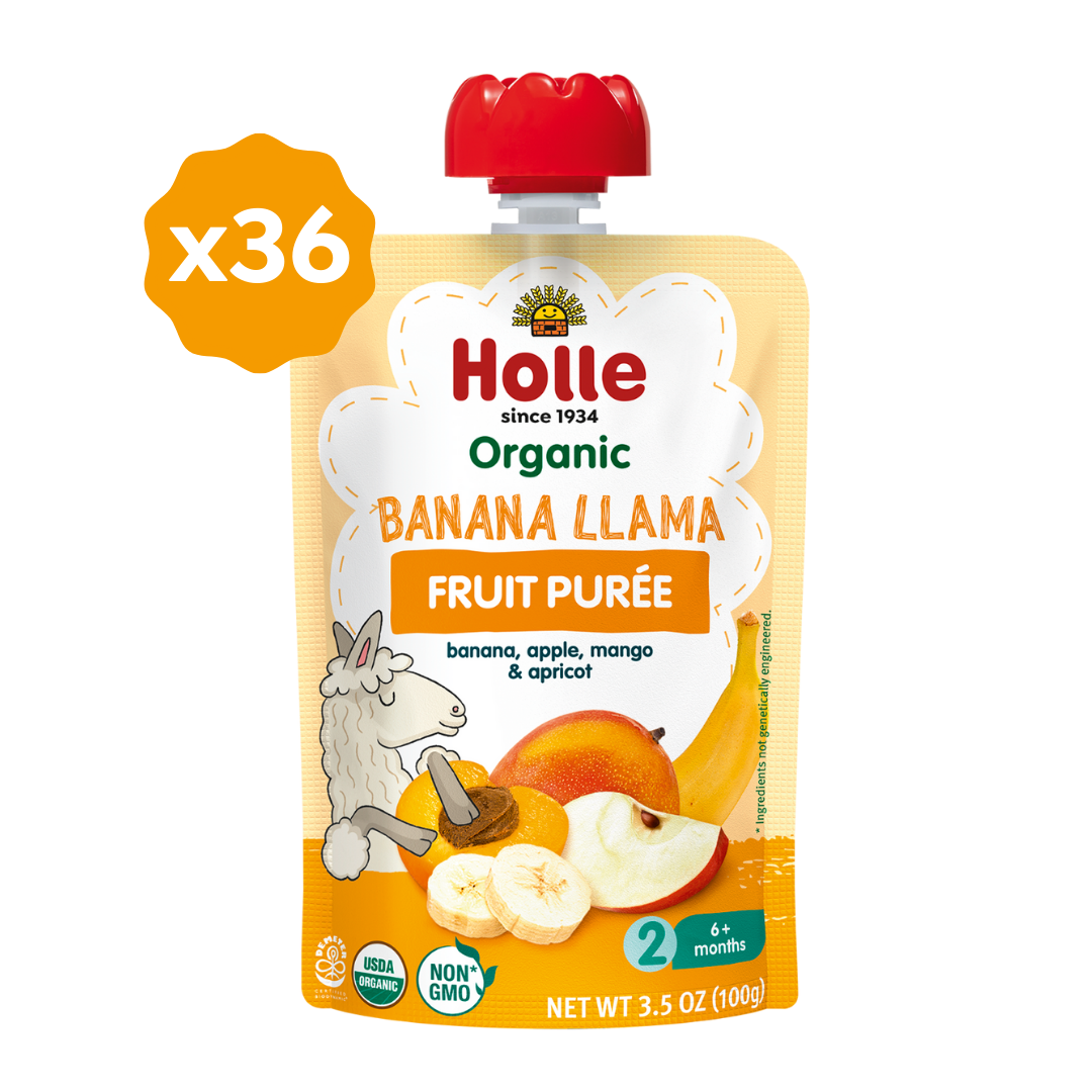 Holle Baby Food Pouches - Organic Fruit Puree - Banana Llama